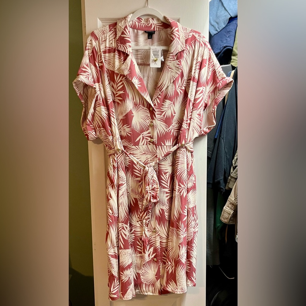 Torrid Rayon Slub Button-Front Collared Dress Size 2 (18/20)